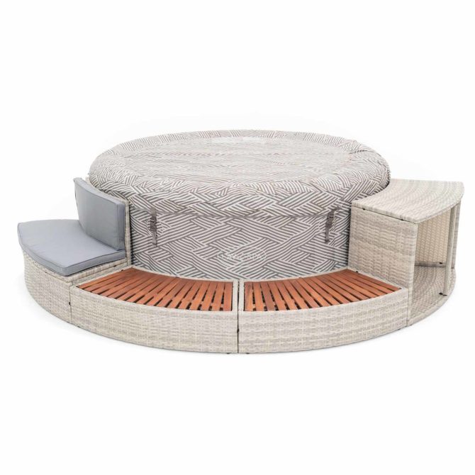 Spa Hinchable Bestway Lay-Z-Spa Madrid Ø180x66 cm con Airjet + Revestimiento K2O Half Surround 180 289x45x56 cm Borde para Spa Semicircular