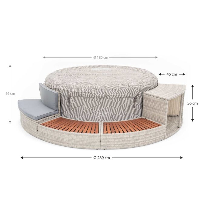 Spa Hinchable Bestway Lay-Z-Spa Madrid Ø180x66 cm con Airjet + Revestimiento K2O Half Surround 180 289x45x56 cm Borde para Spa Semicircular - Imagen 4