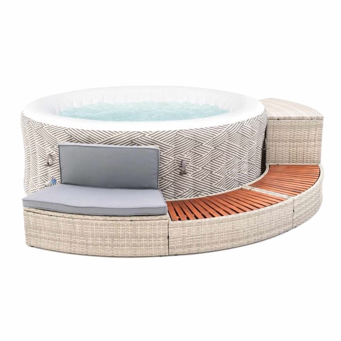 Spa Hinchable Bestway Lay-Z-Spa Madrid Ø180x66 cm con Airjet + Revestimiento K2O Half Surround 180 289x45x56 cm Borde para Spa Semicircular - Imagen 5