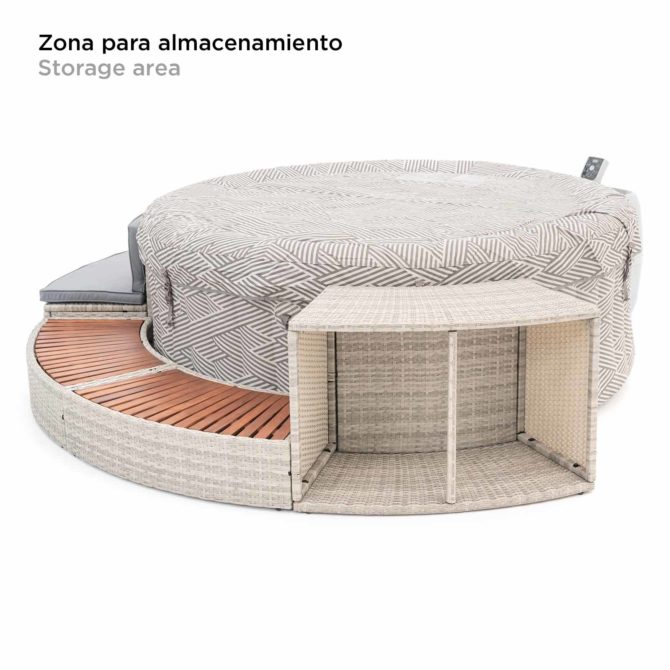 Spa Hinchable Bestway Lay-Z-Spa Madrid Ø180x66 cm con Airjet + Revestimiento K2O Half Surround 180 289x45x56 cm Borde para Spa Semicircular - Imagen 6