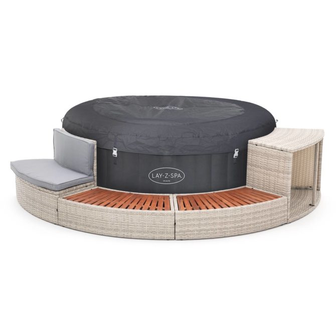 Spa Hinchable Bestway Lay-Z-Spa Miami Ø180x66 cm con Airjet + Revestimiento K2O Half Surround 180 289x45x56 cm Borde para Spa Semicircular