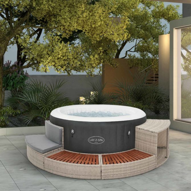 Spa Hinchable Bestway Lay-Z-Spa Miami Ø180x66 cm con Airjet + Revestimiento K2O Half Surround 180 289x45x56 cm Borde para Spa Semicircular - Imagen 2