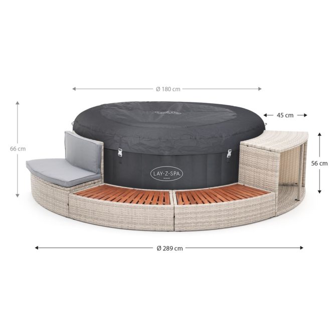 Spa Hinchable Bestway Lay-Z-Spa Miami Ø180x66 cm con Airjet + Revestimiento K2O Half Surround 180 289x45x56 cm Borde para Spa Semicircular - Imagen 4