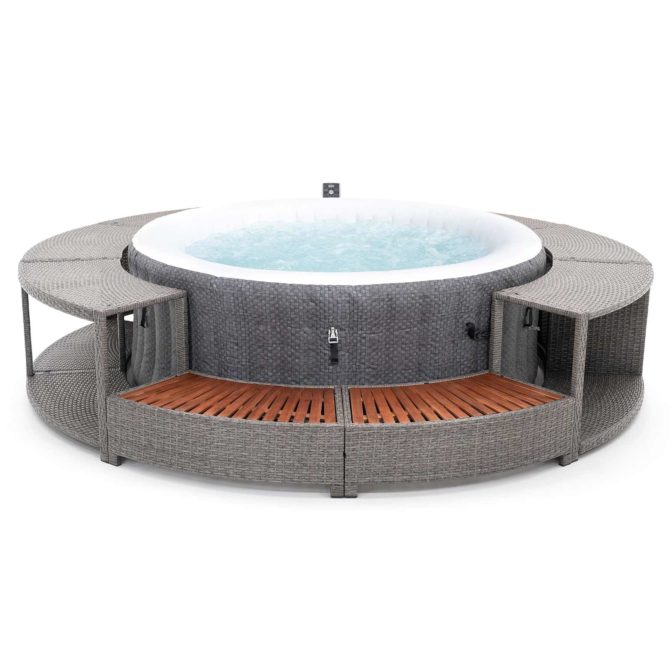 Spa Hinchable Bestway Lay-Z-Spa Havana Ø180x66 cm con Airjet + Revestimiento K2O Full Surround 180 Ø279x40x56 cm Borde para Spa Circular