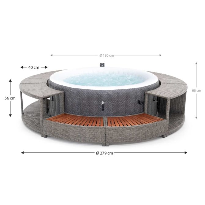 Spa Hinchable Bestway Lay-Z-Spa Havana Ø180x66 cm con Airjet + Revestimiento K2O Full Surround 180 Ø279x40x56 cm Borde para Spa Circular - Imagen 4