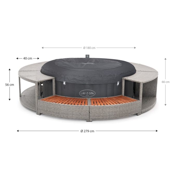 Spa Hinchable Bestway Lay-Z-Spa Miami Ø180x66 cm con Airjet + Revestimiento K2O Full Surround 180 Ø279x40x56 cm Borde para Spa Circular - Imagen 4