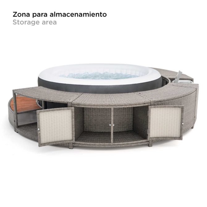 Spa Hinchable Bestway Lay-Z-Spa Miami Ø180x66 cm con Airjet + Revestimiento K2O Full Surround 180 Ø279x40x56 cm Borde para Spa Circular - Imagen 5