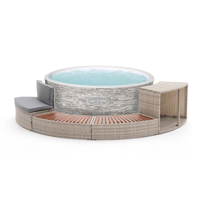 Spa Hinchable Bestway Lay-Z-Spa Vancouver Airjet Ø155x60cm + Revestimiento K2O Half Surround 180 289x45x56cm Borde para Spa Semicircular