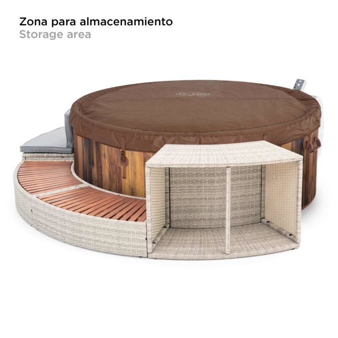 Spa Hinchable Bestway Lay-Z-Spa Helsinki Ø180x66cm con Airjet + Revestimiento K2O Half Surround 180 289x45x56cm Borde para Spa Semicircular - Imagen 5