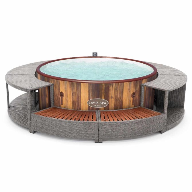 Spa Hinchable Bestway Lay-Z-Spa Helsinki Ø180x66cm con Airjet + Revestimiento K2O Full Surround 180 Ø279x40x56 cm Borde para Spa Circular