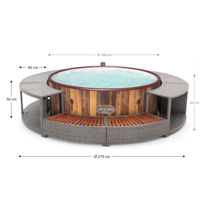 Spa Hinchable Bestway Lay-Z-Spa Helsinki Ø180x66cm con Airjet + Revestimiento K2O Full Surround 180 Ø279x40x56 cm Borde para Spa Circular - Imagen 4