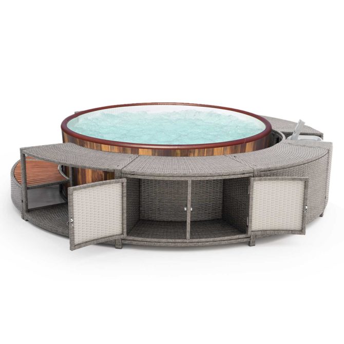 Spa Hinchable Bestway Lay-Z-Spa Helsinki Ø180x66cm con Airjet + Revestimiento K2O Full Surround 180 Ø279x40x56 cm Borde para Spa Circular - Imagen 5