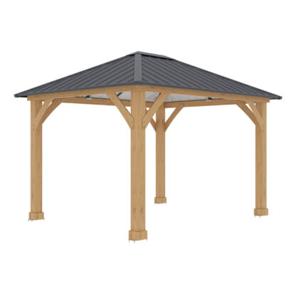 Pérgola de Jardín Gardiun Tucson 10,72 m2 362x297x283 cm Madera Laminada | Postes de 14x14 cm | Cubierta de Acero | Fijación Incluida