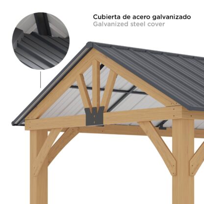 Pérgola de Jardín Gardiun Fénix 12 m2 300x401x282 cm Madera Laminada | Postes de 14x14 cm | Cubierta de Acero | Fijación Incluida - Imagen 5