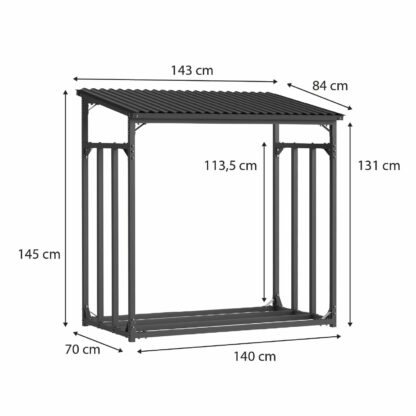 Leñero Exterior Gardiun Wood Shed I 143x70x145cm Acero Galvanizado con Cubierta Impermeable, Lona Protectora y Soporte Inferior - Imagen 4