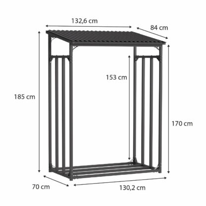 Leñero Exterior Gardiun Wood Shed II 130x70x185cm Acero Galvanizado con Cubierta Impermeable, Lona Protectora y Soporte Inferior - Imagen 4