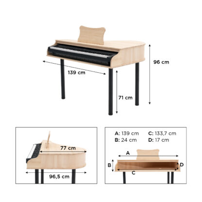 Mueble para Teclado Pärumm Caccini 139x96,5x96cm con Atril y Patas Desmontables, Fabricado con Madera de Pino Color Natural - Imagen 4