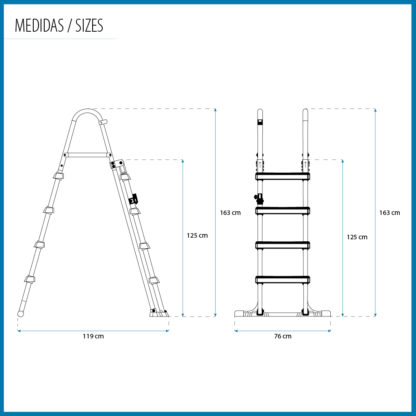 Escalera de Seguridad Bestway Flowclear 76x119x163 cm para Piscinas Desmontables de 122cm de Altura - Imagen 4