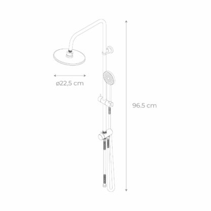 Columna de Ducha sin Grifo K2O Chillout Valley 96,5 cm Diseño Redondo de Acero Inoxidable con Rociador y Ducha de Mano - Imagen 4