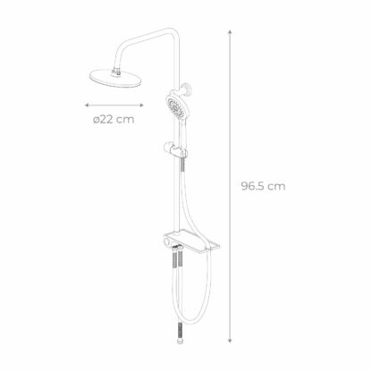 Columna de Ducha sin Grifo K2O Chillout Bay 96,5cm de Acero Inoxidable con Rociador, Repisa y Ducha de Mano con 5 Posiciones - Imagen 4