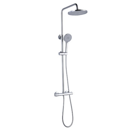 Columna de Ducha K2O Chillout River 83-119 cm Diseño Redondo con Grifo Termostático, Altura Regulable, Rociador y Ducha de Mano