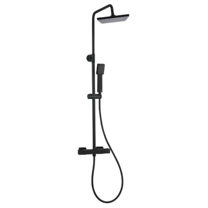 Columna de Ducha K2O Chillout Sea 83-119cm Diseño Cuadrado Negro Mate - Grifo Termostático, Altura Regulable, Ducha de Mano