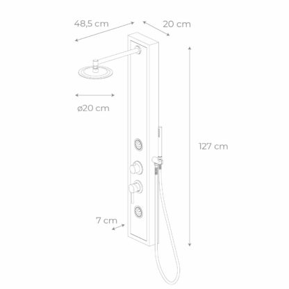 Columna de Ducha Hidromasaje K2O Lusso Zen 20x7x127cm de Imitación Piedra con Grifo, 2 Jets, Ducha de Mano y Efecto Lluvia - Imagen 4