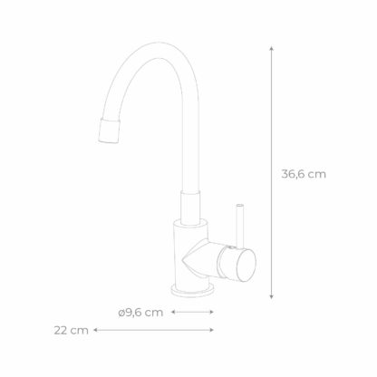 Grifo de Cocina K2O Flex 22x9,6x36,6 cm Grifo Monomando con Caño Giratorio y Flexible y Aireador Incorporado, Negro y Cromo - Imagen 4