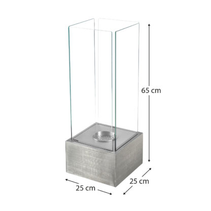 Biochimenea de Suelo Kekai Kilimanjaro 25x25x65 cm Quemador de Acero Inoxidable, Vidrio Templado y Accesorio Apagallamas - Imagen 4