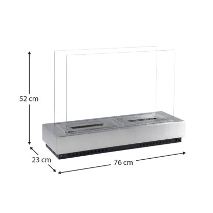 Biochimenea de Suelo Kekai Santorini 75x23x52 cm 2 Quemadores de Acero Inoxidable, Vidrio Templado y Accesorio Apagallamas - Imagen 4