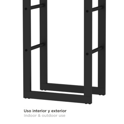 Leñero de Interior Kekai Rack I 40x25x100 cm Almacenaje de Madera con Estructura de Acero Galvanizado, Color Negro - Imagen 5