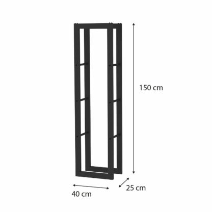 Leñero de Interior Kekai Rack II 40x25x150 cm Almacenaje de Madera con Estructura de Acero Galvanizado, Color Negro - Imagen 4