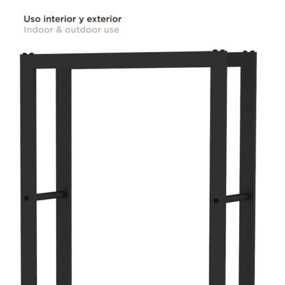 Leñero de Interior Kekai Rack IV 60x25x150 cm Almacenaje de Madera con Estructura de Acero Galvanizado, Color Negro - Imagen 5