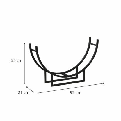 Leñero de Interior Kekai Semiround 92x55x21 cm Diseño Curvado con Estructura de Acero Galvanizado, Color Negro - Imagen 4