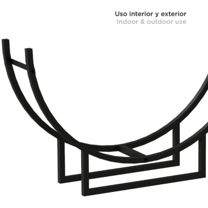 Leñero de Interior Kekai Semiround 92x55x21 cm Diseño Curvado con Estructura de Acero Galvanizado, Color Negro - Imagen 5