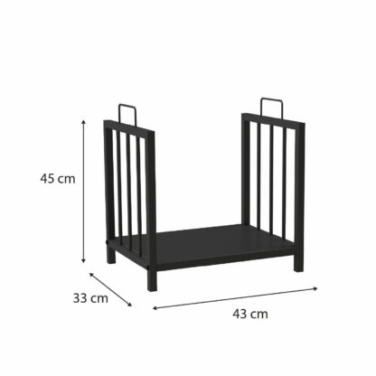 Leñero de Interior Kekai Handle 43x33x45 cm Estructura de Acero Galvanizado con Asas y Soporte Inferior, Color Negro - Imagen 4