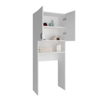 Armario Multiusos CATTERHOUSE Atenas 182 de 65x32x182 cm Fabricado en MDF y Melamina | Mueble Alto para Lavadora | Estantería Organizador de Baño | Almacenamiento con Estantes | Blanco - Imagen 3