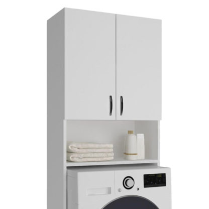 Armario Multiusos CATTERHOUSE Atenas 182 de 65x32x182 cm Fabricado en MDF y Melamina | Mueble Alto para Lavadora | Estantería Organizador de Baño | Almacenamiento con Estantes | Blanco - Imagen 5