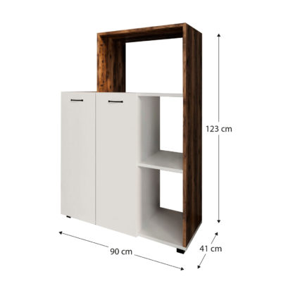 Armario Multiusos CATTERHOUSE Delfos 123 de 90x41x123cm con 3 Compartimentos, 2 Puertas y 1 Balda Interior de Altura Ajustable - Imagen 4