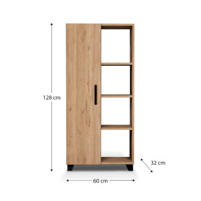 Armario Multiusos CATTERHOUSE Larisa Arena 60x32x128 cm con 1 Puerta, 3 Baldas Externas y 3 Baldas Internas de Altura Ajustable - Imagen 4