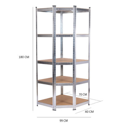 Estantería Metálica en Esquina Galvanizada en Kit CATTERHOUSE Max Pro 70x40x180 cm Estantería de Almacenaje con 5 Baldas Ajustables Soporta hasta 875 kg - Imagen 5