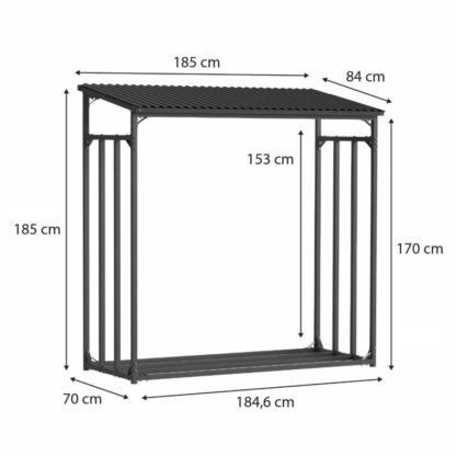 Leñero Exterior Gardiun Wood Shed III 185x70x185cm Acero Galvanizado, Cubierta Impermeable, Lona Protectora y Soporte Inferior - Imagen 6