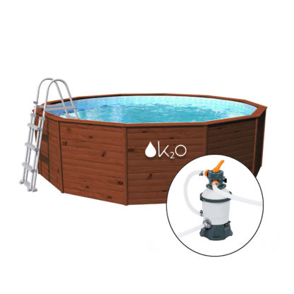 Piscina Madera Panelada K2O con Depuradora de Arena 375×127 cm y Escalera - Imagen 3