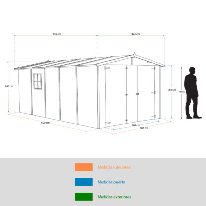 Garaje de Madera Gardiun Mikhail I 16,78 m² Exterior 516x324x192/222 cm - Imagen 3