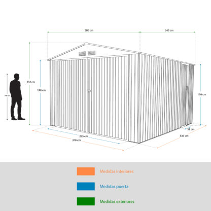 Garaje Metálico Gardiun Oxford 20,5 m² Exterior 540x380x232 cm Gris - Imagen 3