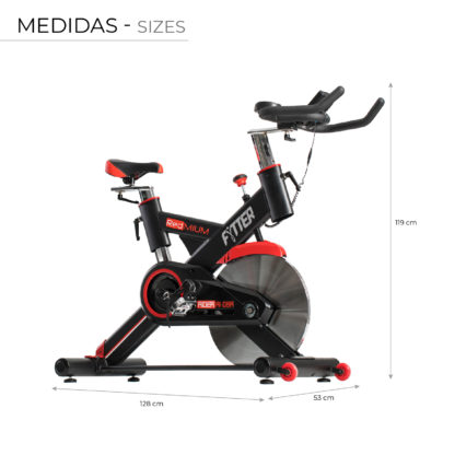 Bicicleta Ciclo Indoor Fytter Rider RI-08R 128x53x119cm 7 Funciones, Inercia 24Kg, Pulsómetro, Resistencia Ajustable y Bluetooth - Imagen 4