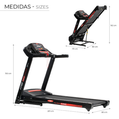 Cinta de Correr Semiprofesional y Plegable Fytter Runner RU-10XR 123,4x90,2x37,9 cm 22 km/h, 15 Niv. Inclinación y Pantalla LED - Imagen 4