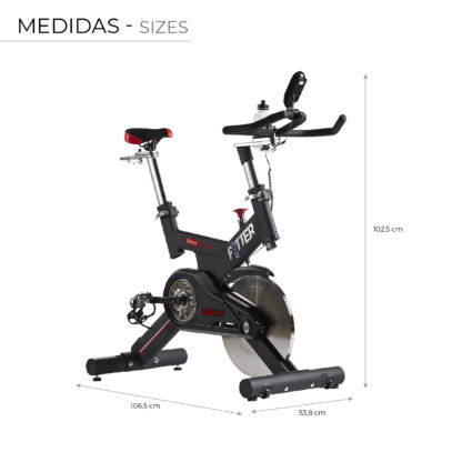 Bicicleta Ciclo Indoor Fytter Rider RI-09R Generation II 128x53x119 cm 7 Funciones, Inercia 22 Kg, Banda Torácica y Bluetooth