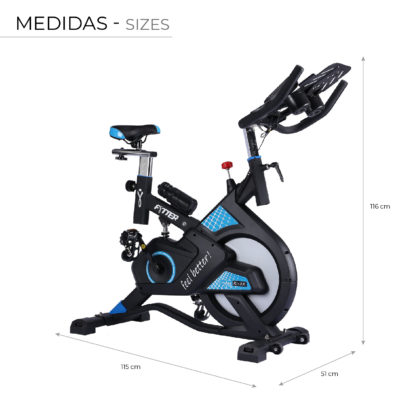 Bicicleta Ciclo Indoor Fytter Rider RI-2X 115x51x116cm 7 Funciones, Pulsómetro, Inercia 13 Kg, Resistencia Ajustable y Bluetooth - Imagen 4