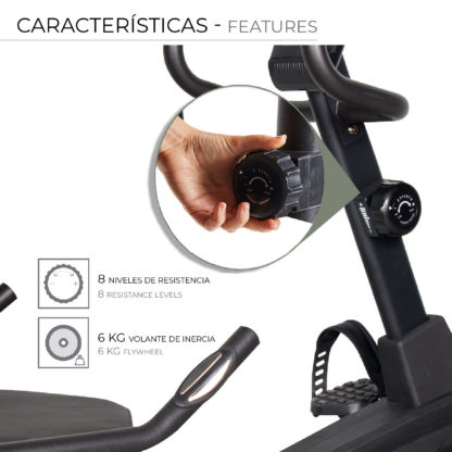 Bicicleta Estática Reclinada Fytter RCM05R 143x63x110 cm| Ruedas | 7 Funciones y 8 Niveles de Resistencia | Peso Máx: 100 Kg - Imagen 3